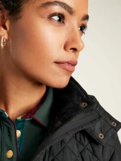 Black Showerproof Quilted Coat With Hood -UK Clothing Sales 2024 C22152s5