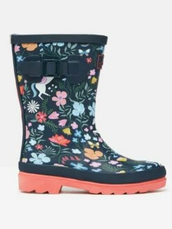 Navy Blue Printed Wellies