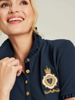 Blue Short Sleeve Frill Collared Polo Shirt -UK Clothing Sales 2024 C35 308s5