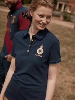 Blue Short Sleeve Frill Collared Polo Shirt -UK Clothing Sales 2024 C35 308s6