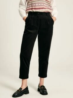 Black Cord Tapered Leg Trousers
