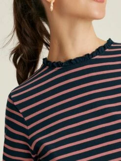 Navy Pink Long Sleeve Top With Frill -UK Clothing Sales 2024 C52145s4