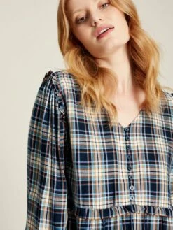 Camilla Blue Button Front Tiered Dress -UK Clothing Sales 2024 C74917s4