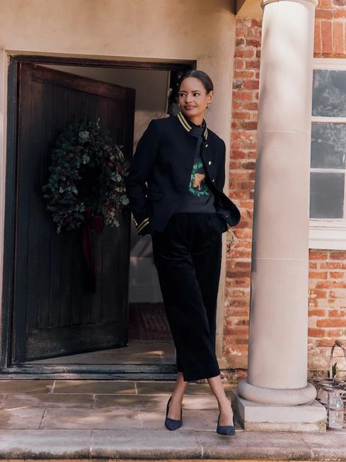 Navy Blue Cord Wide Leg Trousers 3 Navy Blue Cord Wide Leg Trousers