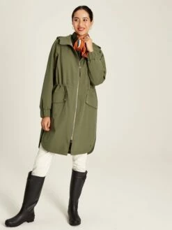 Green Waterproof Zip Through Coat