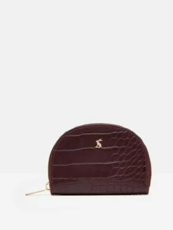 Burgundy Red Half Moon Croc Effect Coin Purse