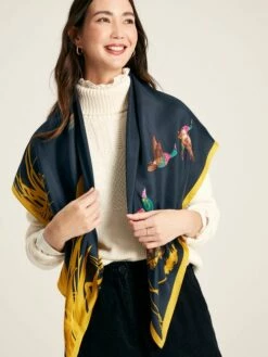 Blue Large Square Silk Scarf