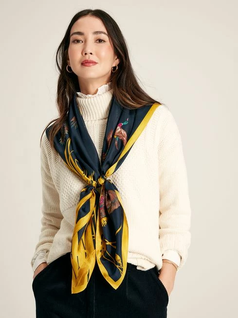 Blue Large Square Silk Scarf 5 Blue Large Square Silk Scarf - Image 3