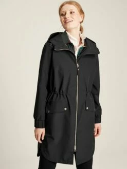 Black Waterproof Zip Through Coat