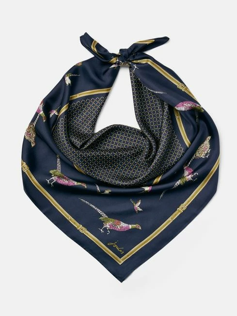 Navy Pheasant Silk Square Scarf 7 Navy Pheasant Silk Square Scarf - Image 5