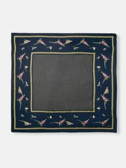 Navy Pheasant Silk Square Scarf 14 Navy Pheasant Silk Square Scarf -UK Clothing Sales 2024 C98849s6