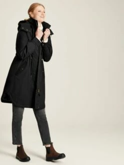 Black Longline Waterproof Coat With Quilted Lining -UK Clothing Sales 2024 D03727s4