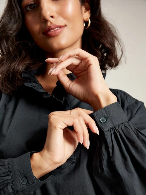 Navy Blue Frill Blouse 7 Navy Blue Frill Blouse - Image 5