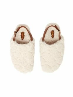 Joules Ali White Borg Quilted Mules -UK Clothing Sales 2024 D24977s3