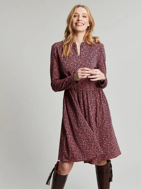 Joules Pink Aurora Zip Down Jersey Dress 3 Joules Pink Aurora Zip Down Jersey Dress