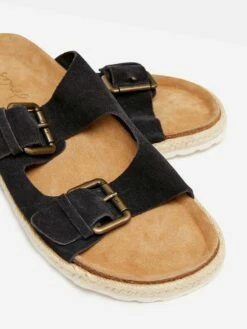 Navy Blue Suede Espadrille Buckle Sliders -UK Clothing Sales 2024 D80340s5