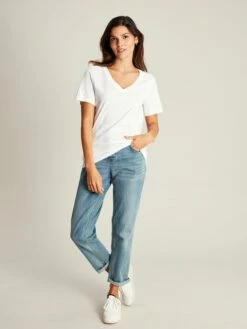 White V Neck T-shirt -UK Clothing Sales 2024 D81645s4