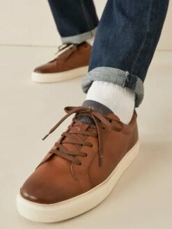 Tan Brown Leather Trainers -UK Clothing Sales 2024 M23376s6
