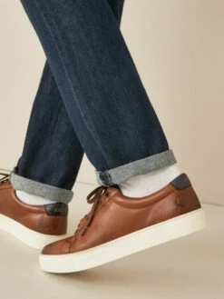 Tan Brown Leather Trainers -UK Clothing Sales 2024 M23376s7