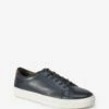 Navy Blue Leather Trainers