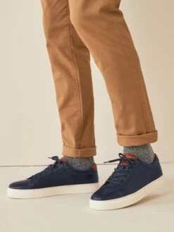 Navy Blue Leather Trainers -UK Clothing Sales 2024 M23377s5