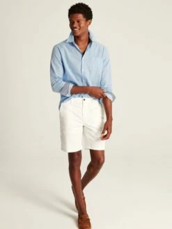 Blue Linen Blend Houndstooth Classic Fit Shirt -UK Clothing Sales 2024 N01043s3