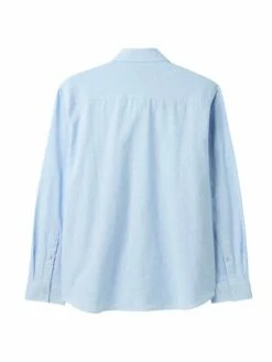 Blue Linen Blend Houndstooth Classic Fit Shirt -UK Clothing Sales 2024 N01043s6