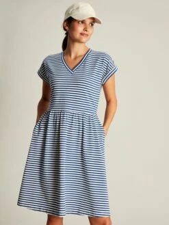 Blue Stripe Jersey Short Dress -UK Clothing Sales 2024 N01051s3