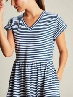 Blue Stripe Jersey Short Dress -UK Clothing Sales 2024 N01051s4