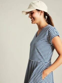 Blue Stripe Jersey Short Dress -UK Clothing Sales 2024 N01051s5