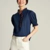 Navy Blue Scalloped Edge Blouse -UK Clothing Sales 2024 N01055s