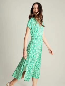 Green Jersey V-Neck Beach Dress -UK Clothing Sales 2024 N01066s4