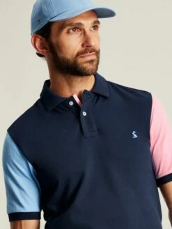 Blue Colourblock Polo Shirt -UK Clothing Sales 2024 N01472s5