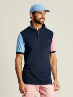 Blue Colourblock Polo Shirt -UK Clothing Sales 2024 N01472s6