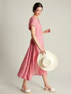 Pink V-Neck With Slit Dress -UK Clothing Sales 2024 N02600s3