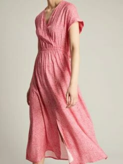 Pink V-Neck With Slit Dress -UK Clothing Sales 2024 N02600s4