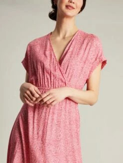 Pink V-Neck With Slit Dress -UK Clothing Sales 2024 N02600s5