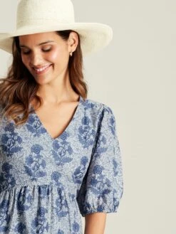 Light Blue V-Neck Tiered Dress -UK Clothing Sales 2024 N02602s4