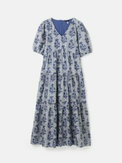 Light Blue V-Neck Tiered Dress -UK Clothing Sales 2024 N02602s7