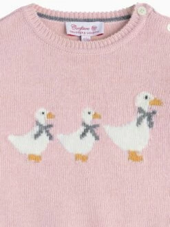 Trotters London Little Pale Pink Jemima Ducks Jumper -UK Clothing Sales 2024 N32 258s4