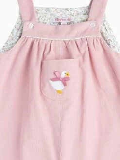 Trotters London Pink Little Cord Jemima Duck Cotton Dungarees -UK Clothing Sales 2024 N32 263s4