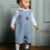 Trotters London Little Pale Blue Herringbone Archie Guardsman Romper -UK Clothing Sales 2024 N32 293s