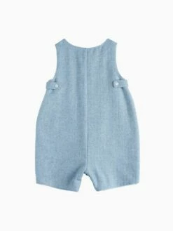 Trotters London Little Pale Blue Herringbone Archie Guardsman Romper -UK Clothing Sales 2024 N32 293s3