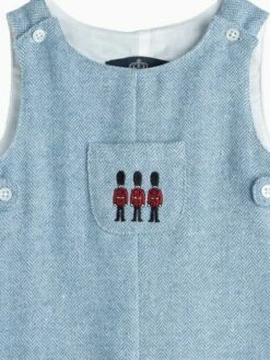Trotters London Little Pale Blue Herringbone Archie Guardsman Romper -UK Clothing Sales 2024 N32 293s4