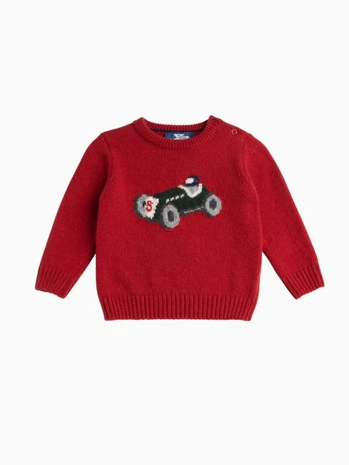 Trotters London Little Red Henry Car Jumper -UK Clothing Sales 2024 N32287s