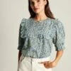 Blue Ditsy Blouse With Frilled Bib 1 Blue Ditsy Blouse With Frilled Bib -UK Clothing Sales 2024 N42345s