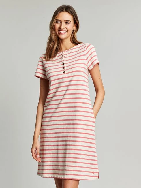 Pink Henley Button Down A-Line Dress 3 Pink Henley Button Down A-Line Dress