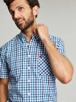 Wilson Blue Short Sleeve Classic Fit Shirt -UK Clothing Sales 2024 U46 244s5