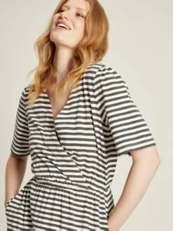 Grey Striped Wrap Midi Dress -UK Clothing Sales 2024 U75384s3