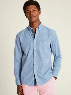Abbott Blue Long Sleeve Classic Fit Poplin Shirt